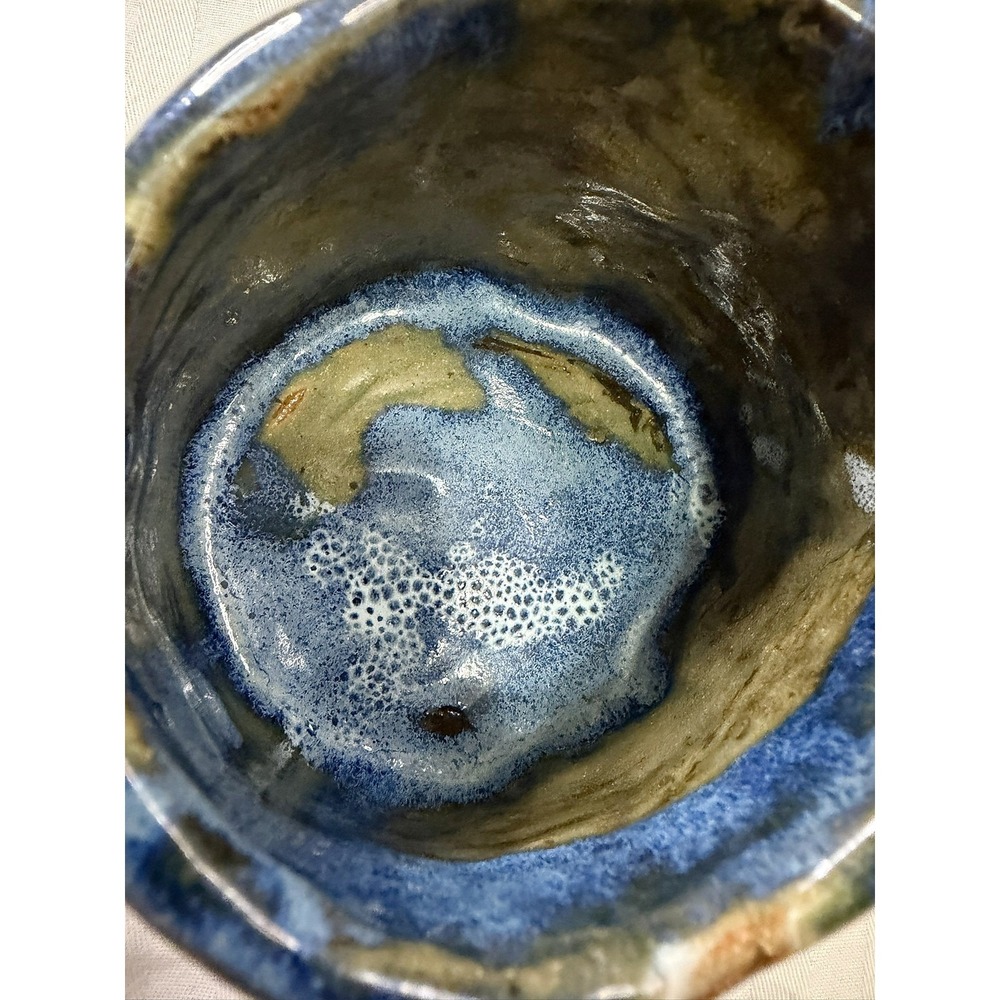 Mara Mexico Studio Pottery Cyclist Mug Hand Built Blue Glazed Organic Cup Set - Picture 12 of 16